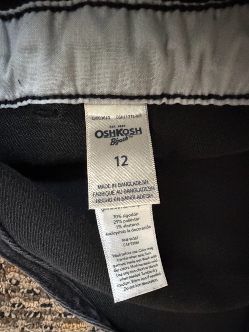 3/$25 🌸 OshKosh B’gosh Girls Black Denim Jumper Dress Size 12 - Picture 3 of 5